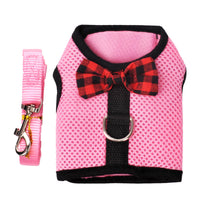 HKM-557203 Breathable Mesh Chest Harness with Traction Rope for Rabbits - Black, Red, Pink Options