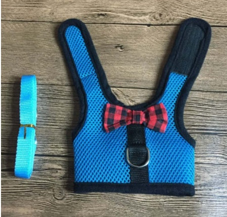 HKM-557203 Breathable Mesh Chest Harness with Traction Rope for Rabbits - Black, Red, Pink Options