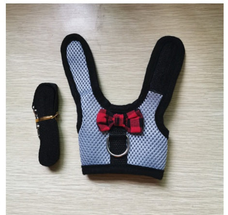 HKM-557203 Breathable Mesh Chest Harness with Traction Rope for Rabbits - Black, Red, Pink Options