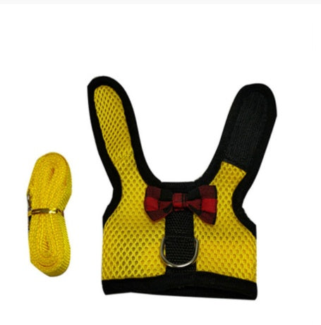 HKM-557203 Breathable Mesh Chest Harness with Traction Rope for Rabbits - Black, Red, Pink Options