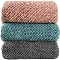 HKM-557331 Knitted Solid Color Blanket - Warm Air Conditioning Blanket for Sofa and Bed 180x200cm
