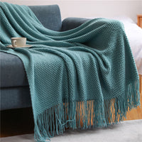 HKM-557331 Knitted Solid Color Blanket - Warm Air Conditioning Blanket for Sofa and Bed 180x200cm