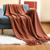 HKM-557331 Knitted Solid Color Blanket - Warm Air Conditioning Blanket for Sofa and Bed 180x200cm