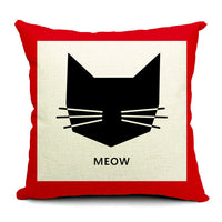 HKM-557395 Cartoon Cat Linen Pillowcase - 45x45cm Cute Decorative Cushion Cover