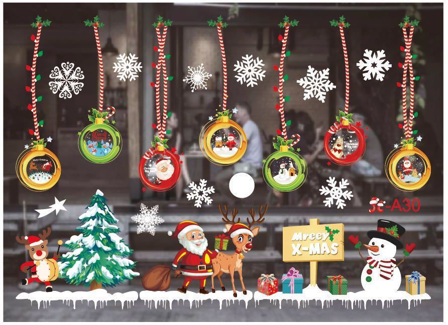 HKM-557459 Festive Christmas Window Stickers for Holiday Decorating