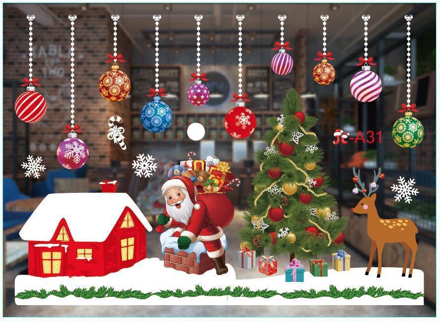 HKM-557459 Festive Christmas Window Stickers for Holiday Decorating