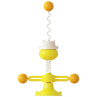 HKM-557651 Interactive Cat Toy Spring Turntable Ball in Pink, Lake Blue, and Yellow