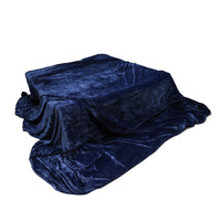 HKM-557843 Extra Large Dark Blue Flannel Blanket - Fleece-Lined for All-Season Comfort