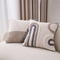 HKM-557907 Bohemian Style Cotton and Linen Pillow Cover with Geometric Patterns and Tassels, 45x45cm