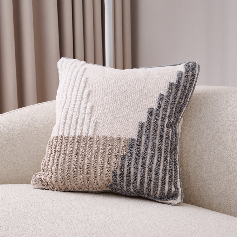HKM-557907 Bohemian Style Cotton and Linen Pillow Cover with Geometric Patterns and Tassels, 45x45cm