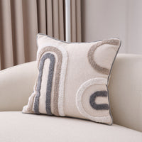 HKM-557907 Bohemian Style Cotton and Linen Pillow Cover with Geometric Patterns and Tassels, 45x45cm