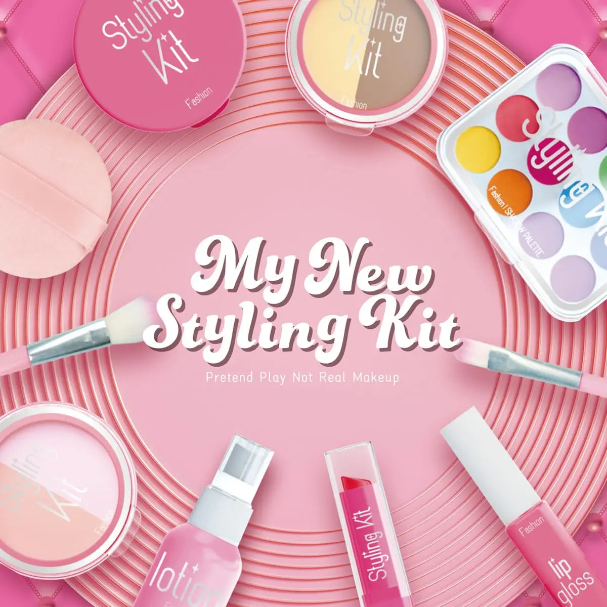HKM-557971 Kids Makeup Playset - Simulation Dress-Up Game for Girls, Ages 2-9, Plastic Toy Set