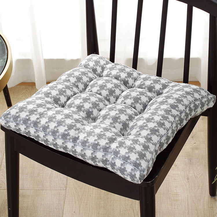 HKM-557971 Plaid Plush Chair Cushion for Living Room, Bedroom, and Dining Area - Modern Minimalist Design