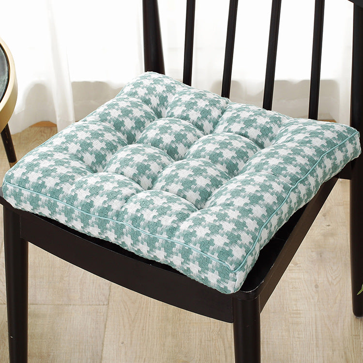 HKM-557971 Plaid Plush Chair Cushion for Living Room, Bedroom, and Dining Area - Modern Minimalist Design
