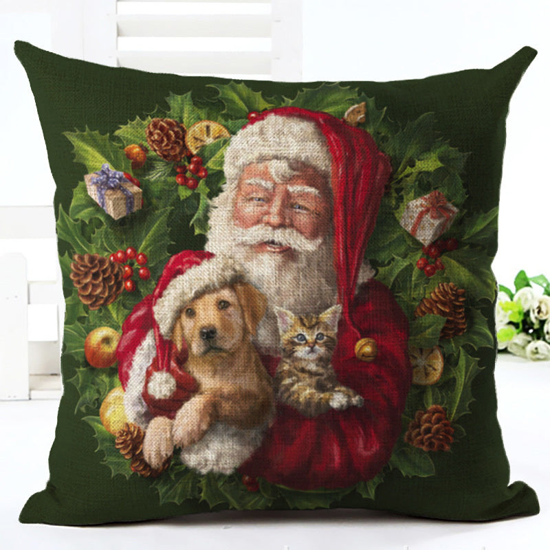 HKM-558291 Cartoon Christmas Cushion Cover in Cotton and Linen