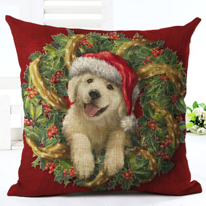HKM-558291 Cartoon Christmas Cushion Cover in Cotton and Linen