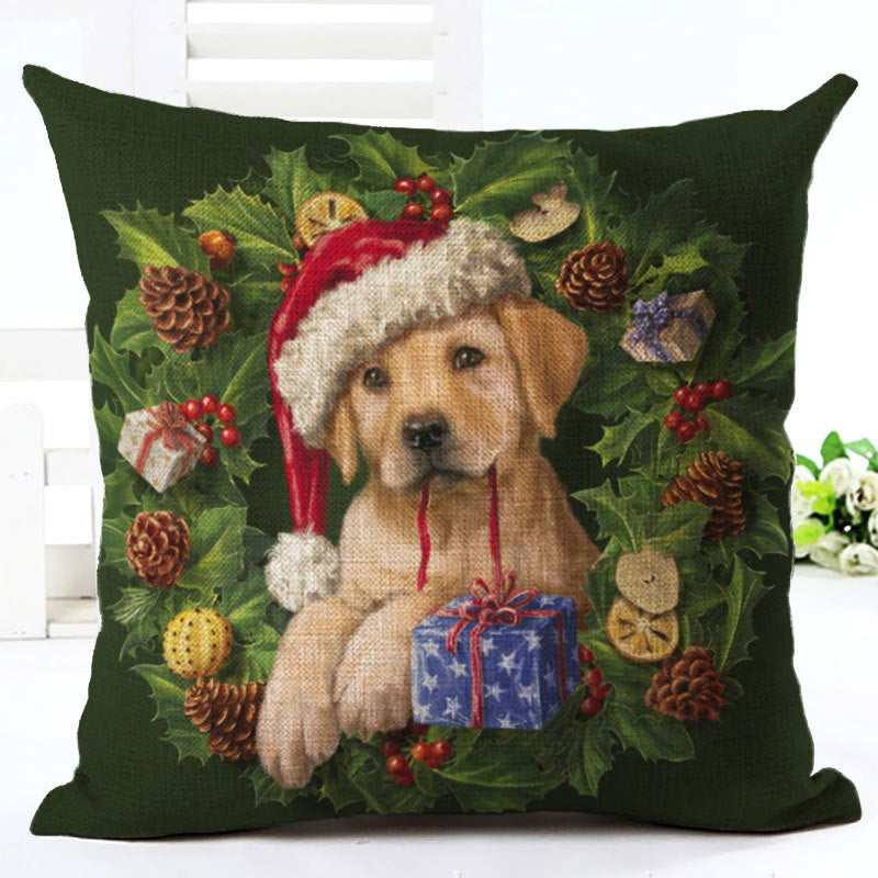 HKM-558291 Cartoon Christmas Cushion Cover in Cotton and Linen