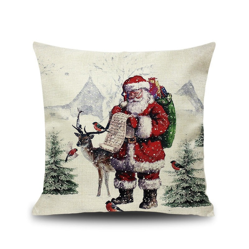 HKM-558291 Cartoon Christmas Cushion Cover in Cotton and Linen