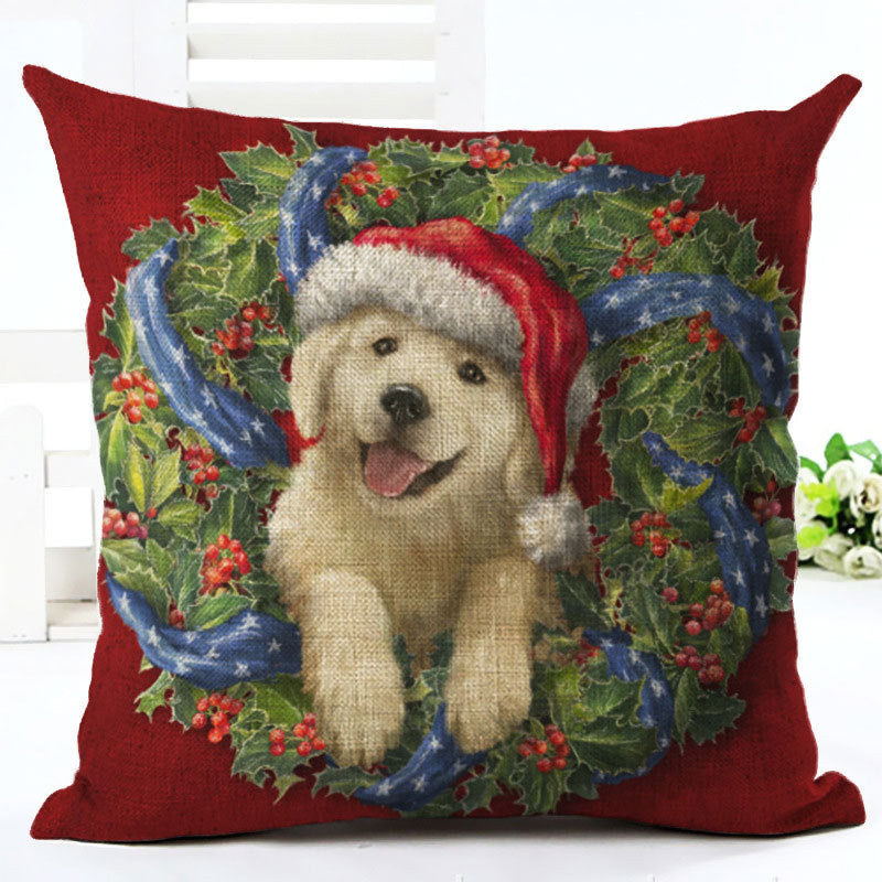 HKM-558291 Cartoon Christmas Cushion Cover in Cotton and Linen