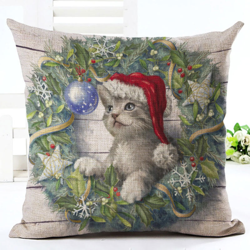 HKM-558291 Cartoon Christmas Cushion Cover in Cotton and Linen
