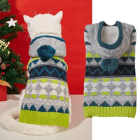 HKM-558419 Classic Diamond Pattern Acrylic Pet Sweater in Green, Blue, and Pink - Sizes XS to XL