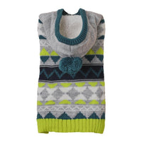 HKM-558419 Classic Diamond Pattern Acrylic Pet Sweater in Green, Blue, and Pink - Sizes XS to XL