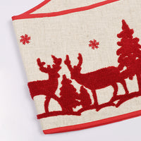 HKM-558611 Elk Tree Skirt in Linen - Foldable Holiday Decoration for Christmas Tree