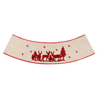 HKM-558611 Elk Tree Skirt in Linen - Foldable Holiday Decoration for Christmas Tree