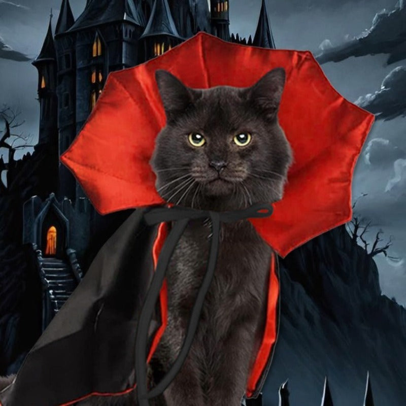 HKM-558675 Vampire Cloak Costume for Small Dogs and Cats - Soft Plush Halloween Pet Outfit