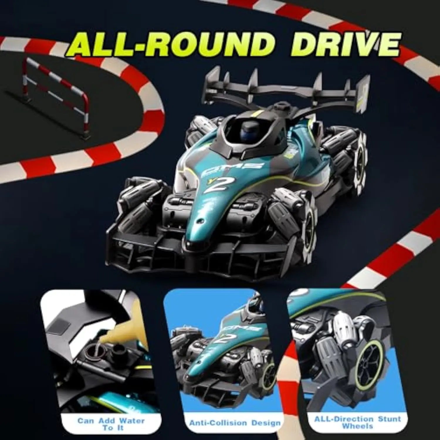 HKM-558803 1:12 Remote Control Drift Car with Spray Function, High-Speed Stunt Vehicle for Kids and Beginners