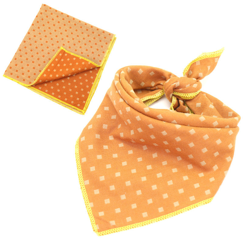 HKM-558867 Reversible Plaid Cotton Pet Scarf - Fashionable Lattice Design for Dogs and Cats, 45x45cm