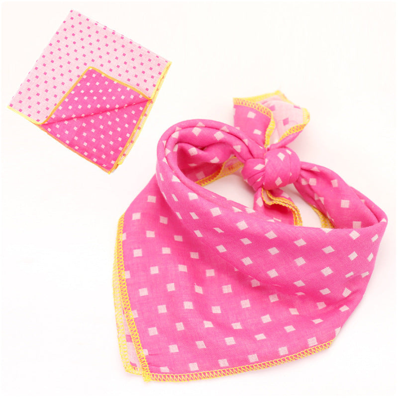HKM-558867 Reversible Plaid Cotton Pet Scarf - Fashionable Lattice Design for Dogs and Cats, 45x45cm
