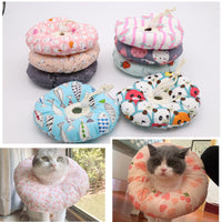 HKM-558867 Soft Cotton Anti-Bite and Anti-Lick Headgear for Cats - Elizabethan Ring Design, Multiple Sizes Available