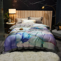 HKM-558995 Four-Piece Cotton Duvet Cover Set with Plant and Flower Patterns for Spring and Summer