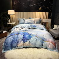 HKM-558995 Four-Piece Cotton Duvet Cover Set with Plant and Flower Patterns for Spring and Summer