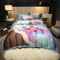 HKM-558995 Four-Piece Cotton Duvet Cover Set with Plant and Flower Patterns for Spring and Summer