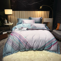 HKM-558995 Four-Piece Cotton Duvet Cover Set with Plant and Flower Patterns for Spring and Summer