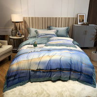 HKM-558995 Four-Piece Cotton Duvet Cover Set with Plant and Flower Patterns for Spring and Summer