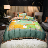 HKM-558995 Four-Piece Cotton Duvet Cover Set with Plant and Flower Patterns for Spring and Summer