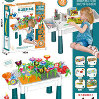 HKM-558995 Multifunctional Building Block Table with Ferris Wheel and Slide for Kids 2-14 Years
