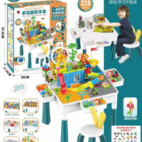 HKM-558995 Multifunctional Building Block Table with Ferris Wheel and Slide for Kids 2-14 Years
