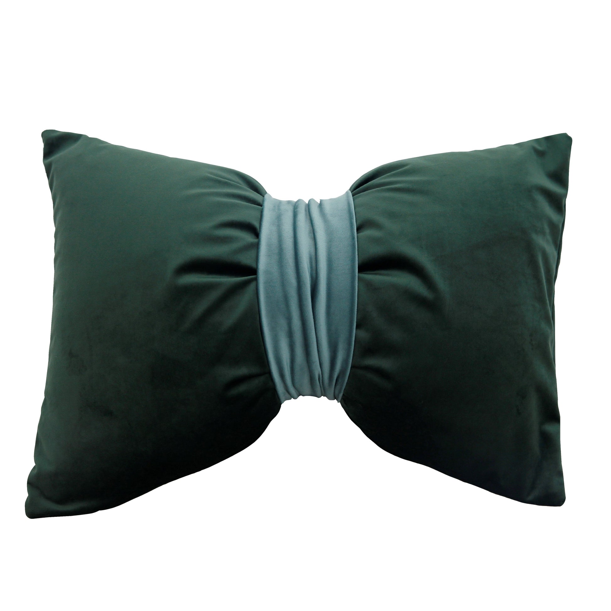 HKM-559123 Solid Velvet Bow Sofa Pillow - 37x52cm Washable Waist Cushion