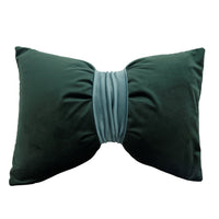 HKM-559123 Solid Velvet Bow Sofa Pillow - 37x52cm Washable Waist Cushion