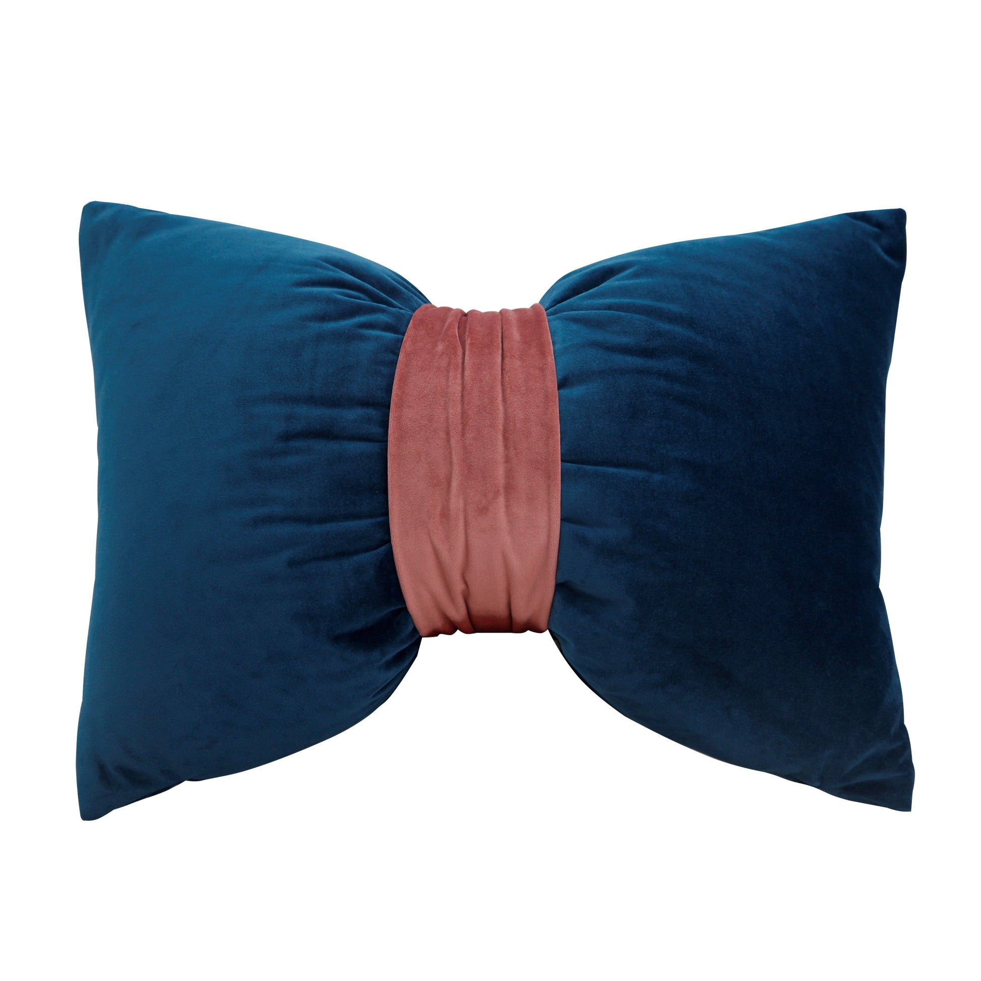 HKM-559123 Solid Velvet Bow Sofa Pillow - 37x52cm Washable Waist Cushion
