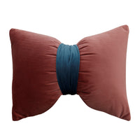 HKM-559123 Solid Velvet Bow Sofa Pillow - 37x52cm Washable Waist Cushion