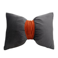 HKM-559123 Solid Velvet Bow Sofa Pillow - 37x52cm Washable Waist Cushion