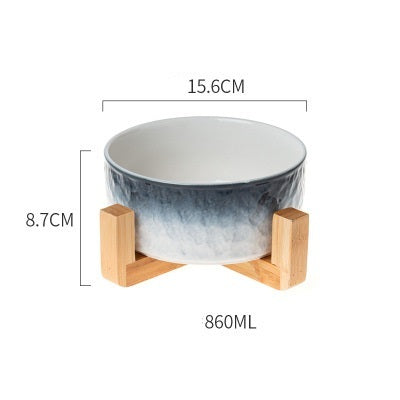 HKM-559187 One-Piece Ceramic Pet Bowl - Anti-Overturning, Gradient Stone Colors