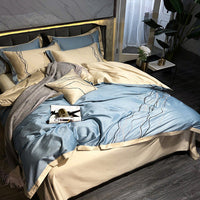 HKM-559315 Four-Piece Set of 100% Long-Staple Cotton Bedding for 1.5m and 1.8m Beds, Embroidered Design