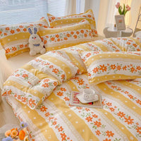 HKM-559315 Soft Cotton Four-Piece Bedding Set with Pillowcases and Duvet Cover in Modern Design