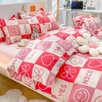 HKM-559315 Soft Cotton Four-Piece Bedding Set with Pillowcases and Duvet Cover in Modern Design